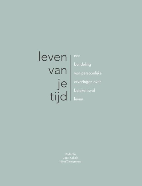 Leven van je tijd — omslag