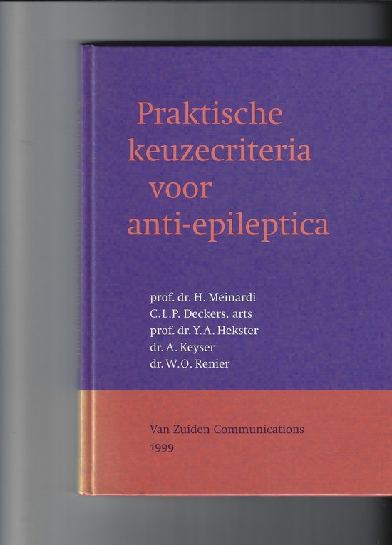 Praktische keuzecriteria voor anti-epileptica — boekomslag
