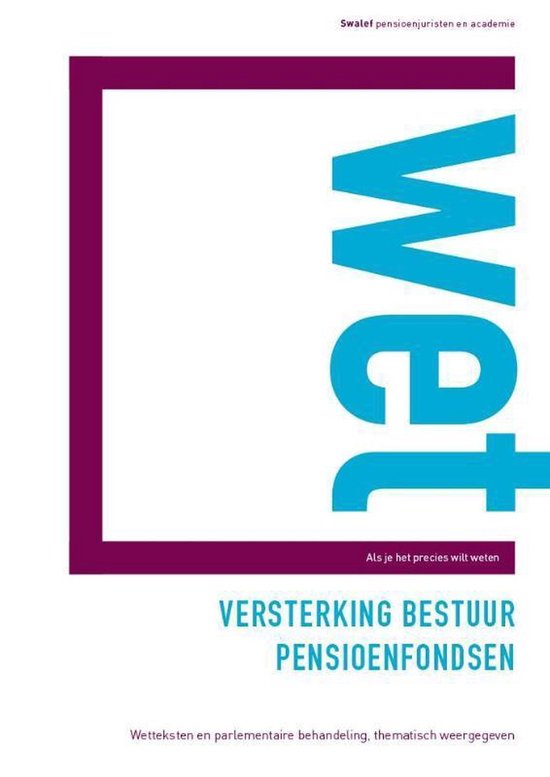 Wet versterking bestuur pensioenfondsen — boekomslag