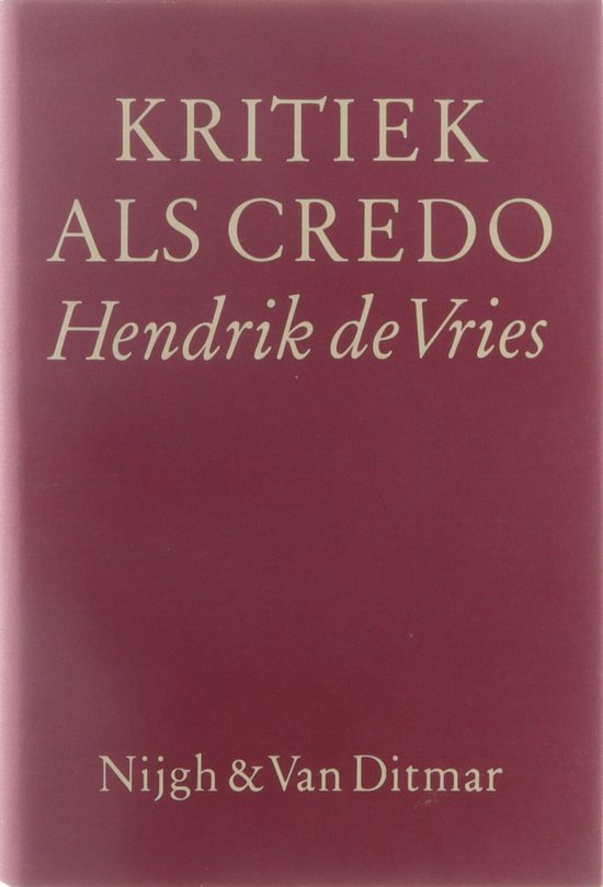 Kritiek als credo — omslag